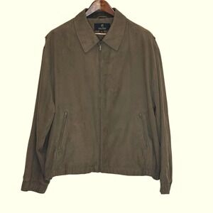 Gary Player Faux Suede Zip Jacket Taupe Brown Mens XXL Classic Golf Style